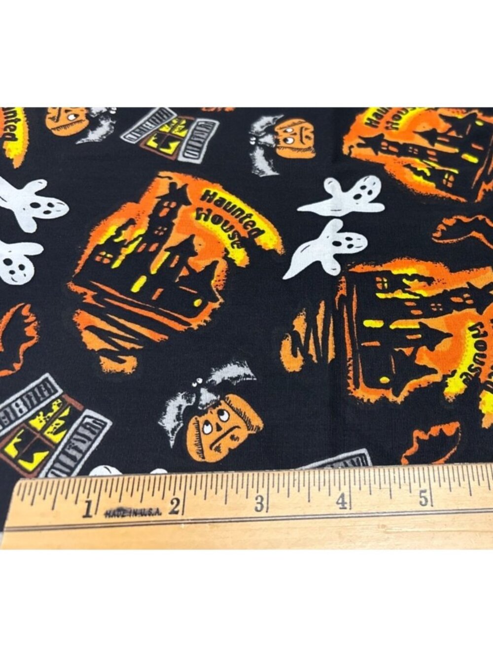 Halloween-Themed Cotton Fabric 30x24" Spooky Ghosts Haunted House
